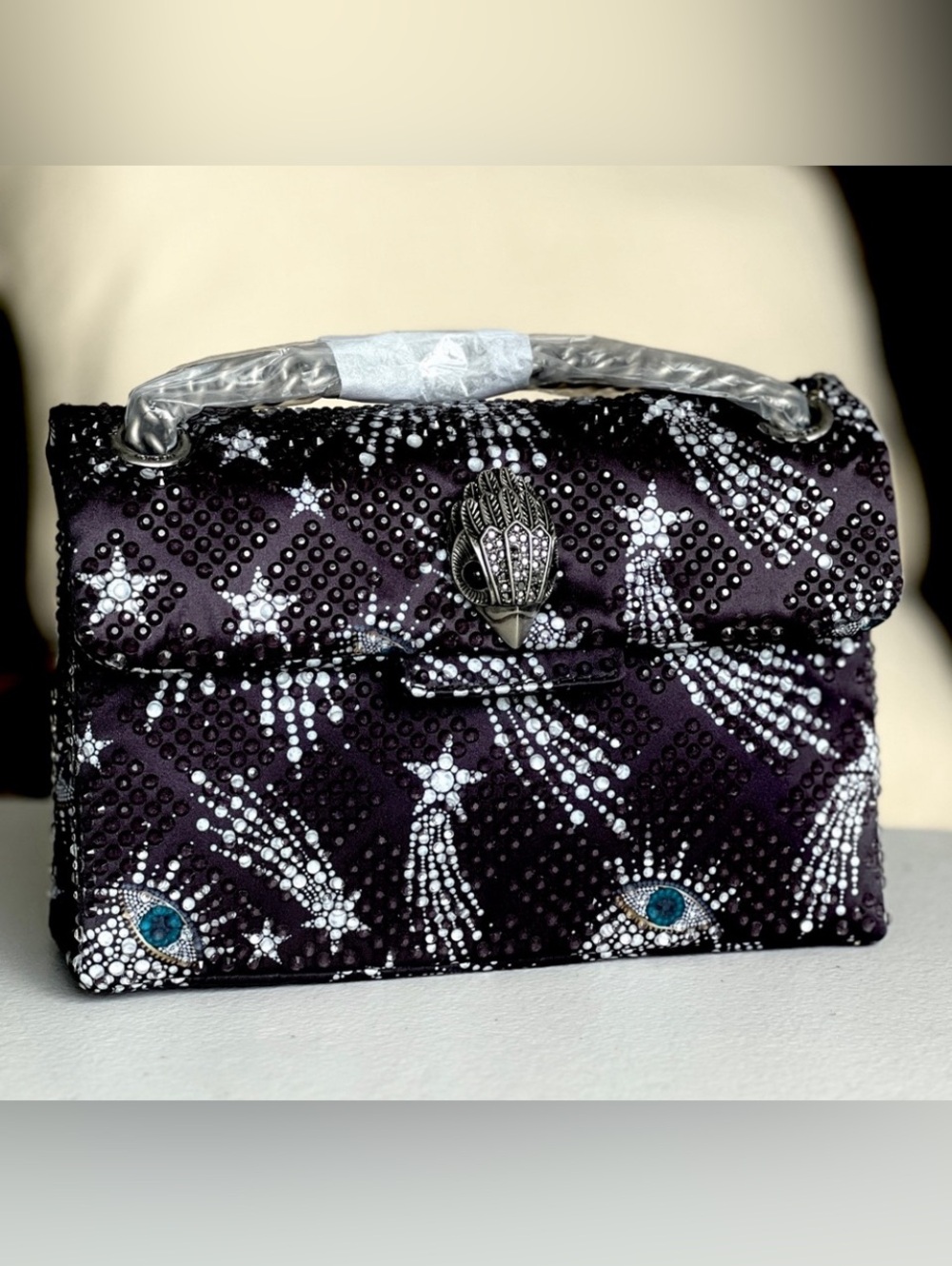 Mini  Shooting star evil eye SATIN CRYSTALS Crossbody bag